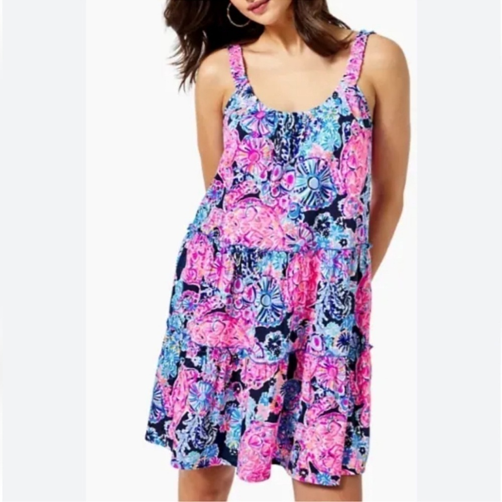 Lilly Pulitzer,‎ Loro High Tide Navy Turtle Amazement Swing Dress, Size XS